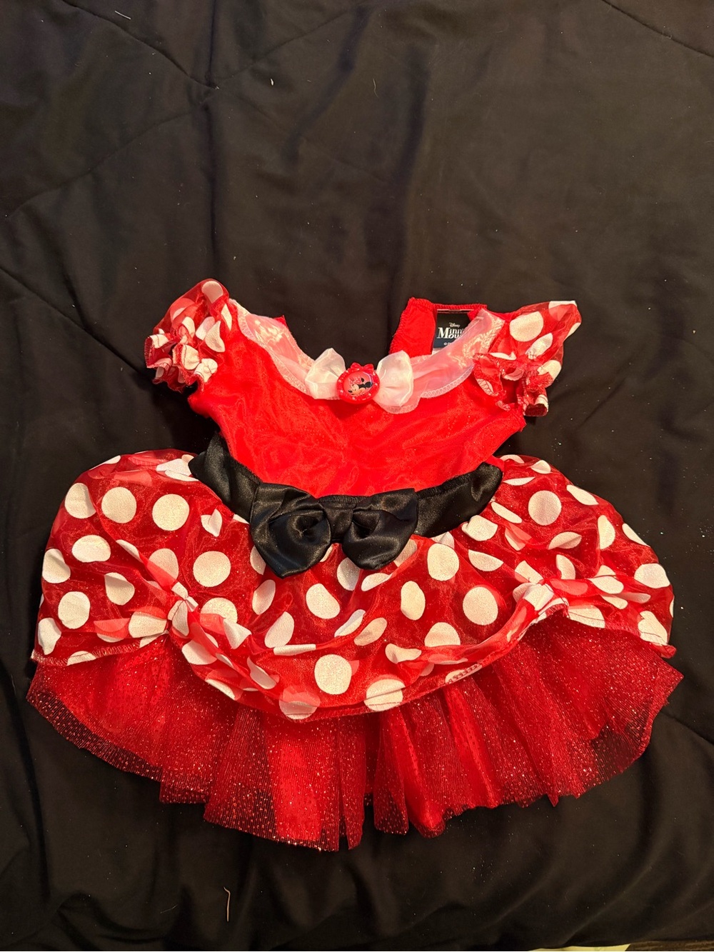 Disney Red and White Polka Dot Minnie-Style Girls Costume with Black Bow